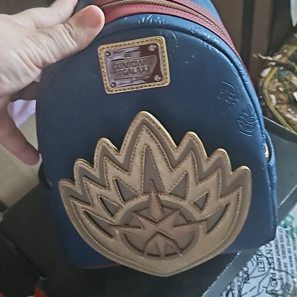 Loungefly Guardians Of The Galaxy Backpack with Gold Lotus Accent